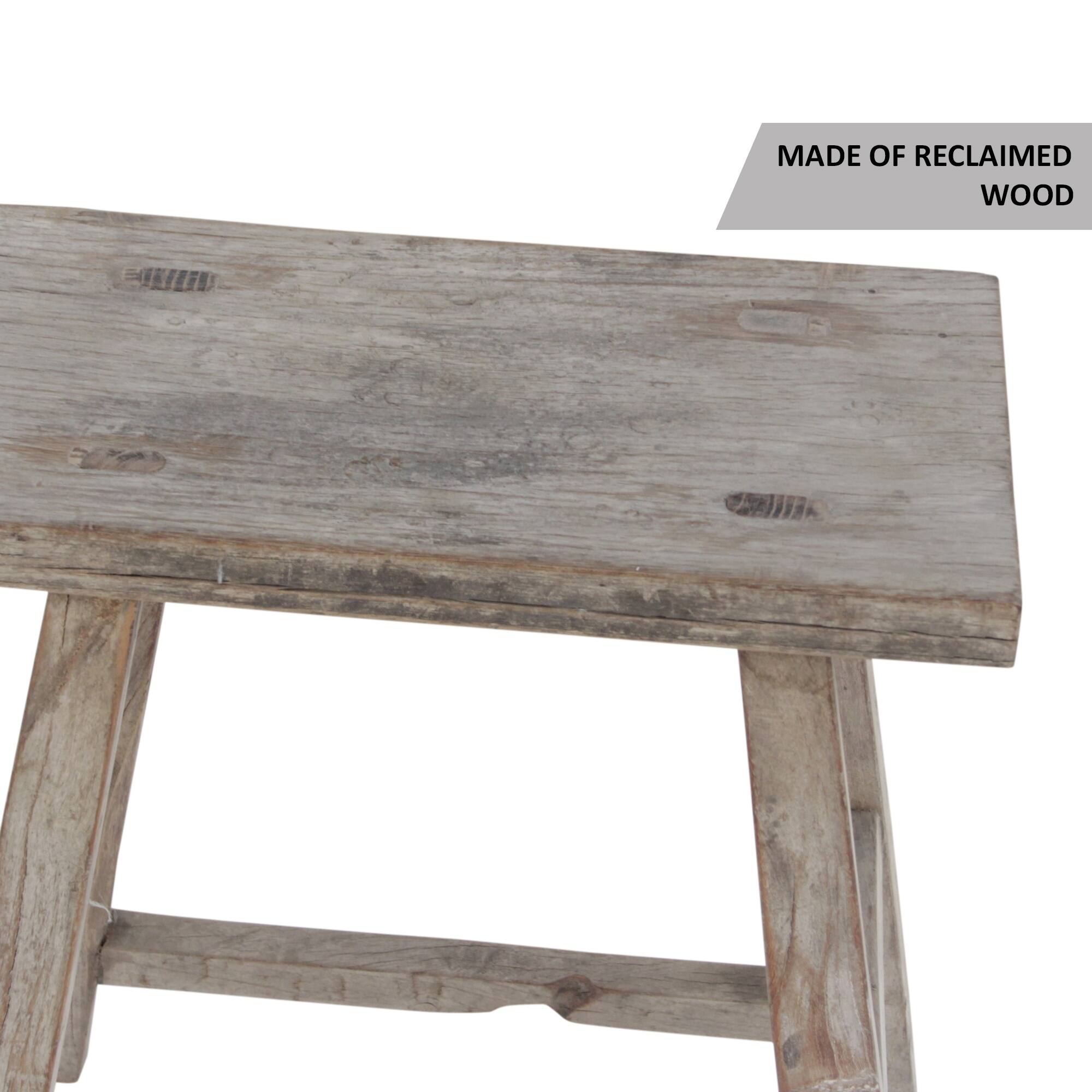 Artissance Rectangular Rustic Vintage Stool, Weathered Natural Wood