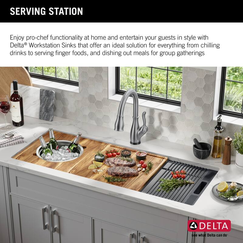 Delta 95BA132-45S Lorelai 45” Workstation Kitchen Sink Undermount 16