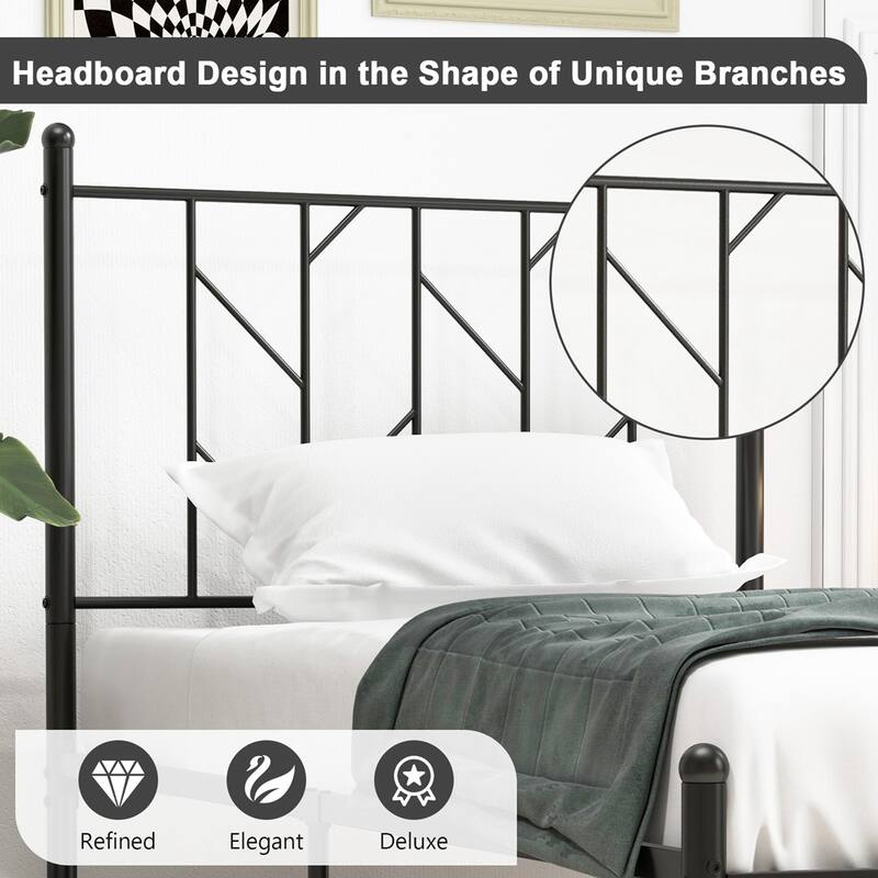 Costway Full/Qween/Twin Size Metal Platform Bed Frame Vintage