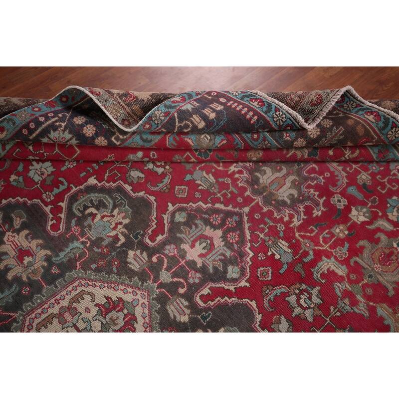 Fuchsia Pink Tabriz Persian Vintage Area Rug Handmade Wool Carpet - 9'6"x 12'8"