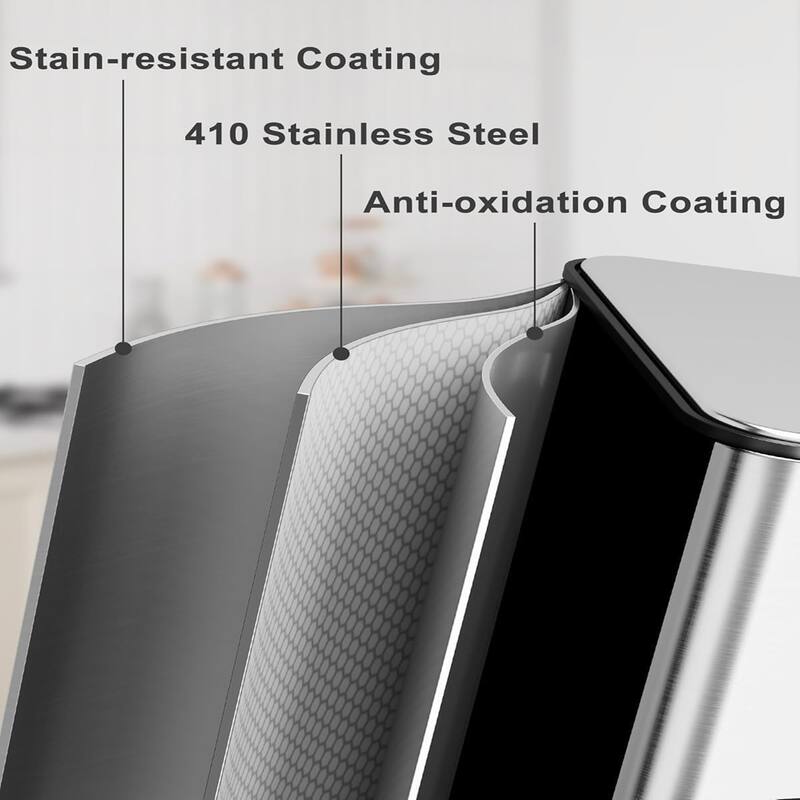 15 Gallon Triple Compartment Stainless Steel Kitchen Trash Can , Silver