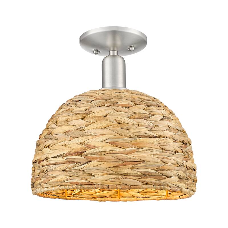 Innovations Lighting Endless Possibilities Arcadia - Woven Rattan - 1 Light 12" Semi-Flush Mount