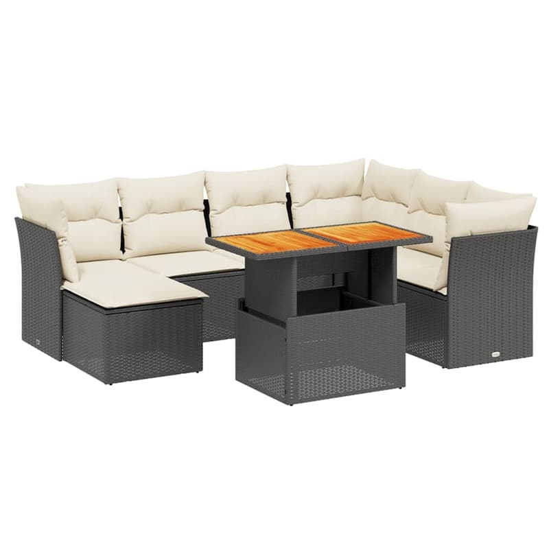 vidaXL Patio Sofa Set with Cushions Sofa Modules and Table 8 Piece Poly Rattan - 21.7 x 39.4 x 28.7