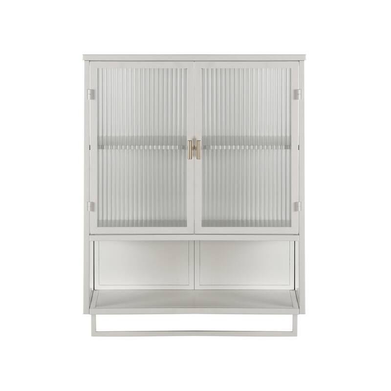 23.62"Glass Doors Modern Two Door Wall Cabinet