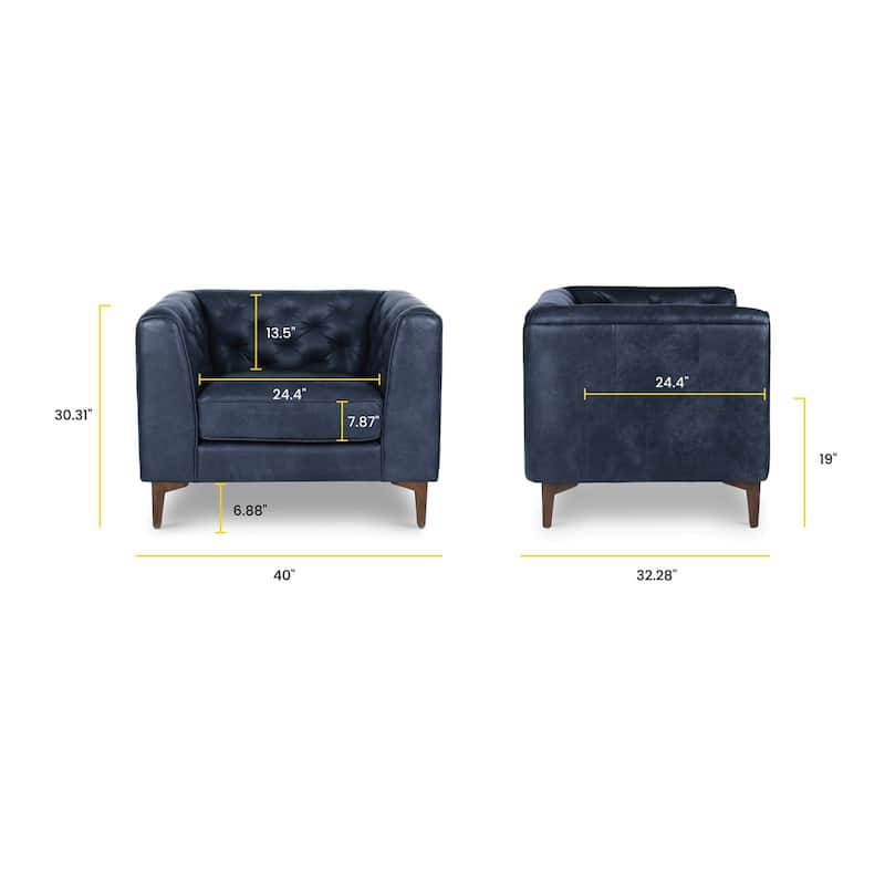 Poly & Bark Essex Lounge Chair - Full Grain Genuine Italian Leather