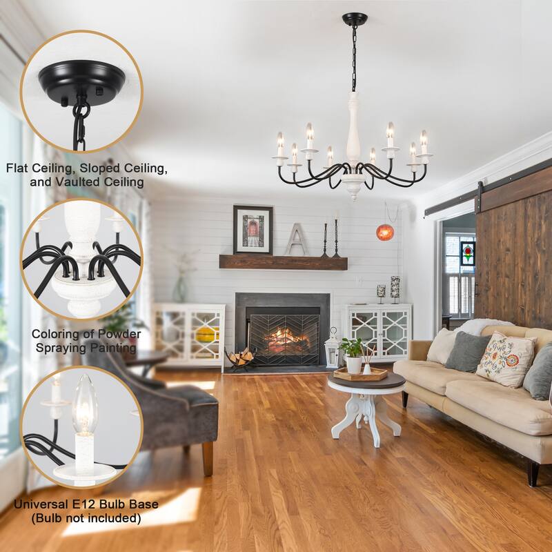 6-Light Candlestick Hanging Ceiling Light Fixture Linear Chandelier Lighting for Dining Room Kitchen Island