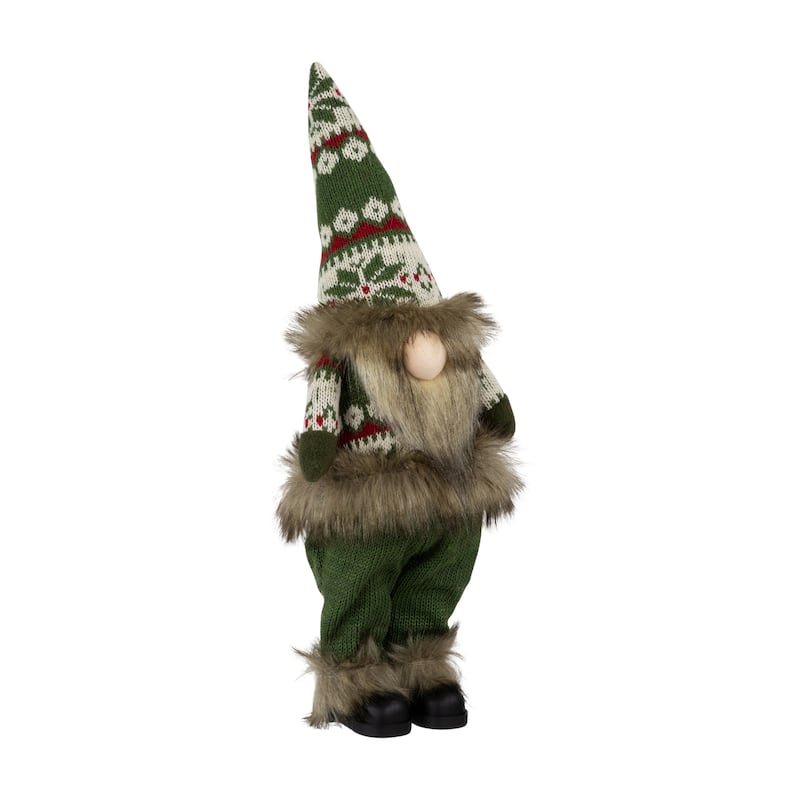 Standing Gnome with Knitted Outfit Christmas Figure - 19" - Green