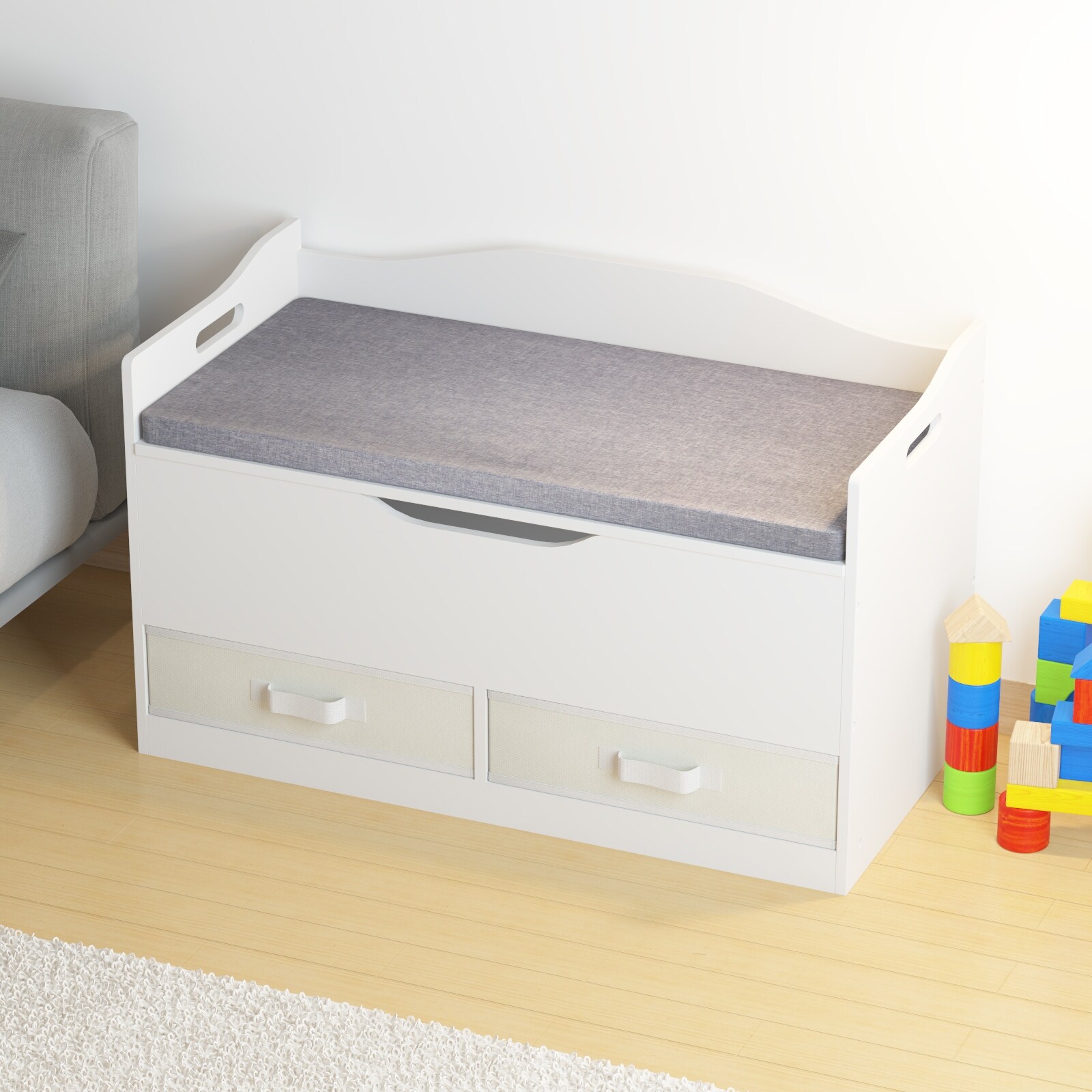 kids toy storage bench