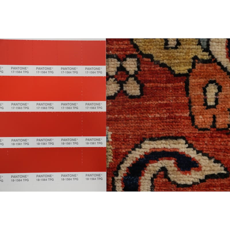 Hand Knotted Traditional Wool Orange Geometric Area Rug - 12' 1'' X 9' 1''