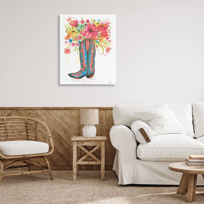 Stupell Floral Cowgirl Boot Pastels Canvas Wall Art Design By Jessica Mingo