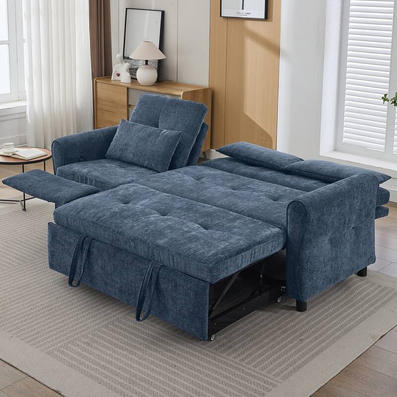 2-in-1 Sofa 82" Three-seater Sofa with a Sofa Bed and a Reversible Recliner Sofa for Living Room