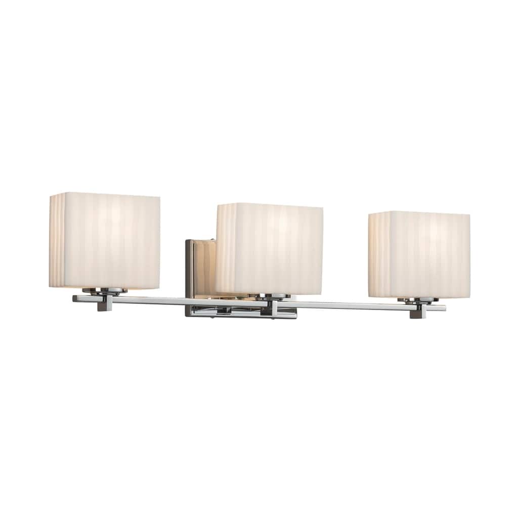 Justice Design Porcelina Era 3-light Polished Chrome Bath Bar, Waterfall Rectangle Shade - Polished Chrome