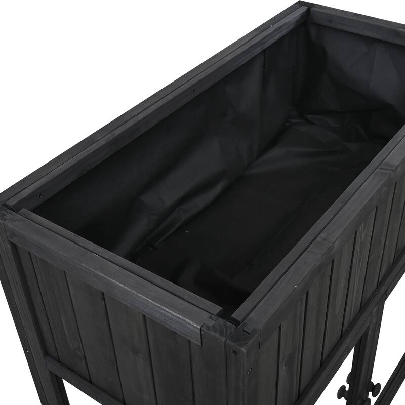 Mini Wooden Cold Frame, Compact 2 Doors Greenhouse with Raised Bed and Wheels, Outdoor Wood Planter with Drainage