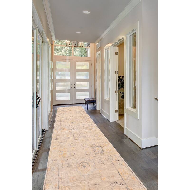 ECARPETGALLERY Hand-knotted Modern Oushak Light Grey Wool Rug - 2'5 x 8'3