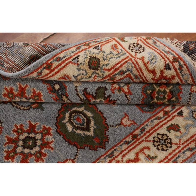 Light Blue Floral Oushak Oriental Accent Rug Handmade Wool Carpet - 4'1" x 6'0"