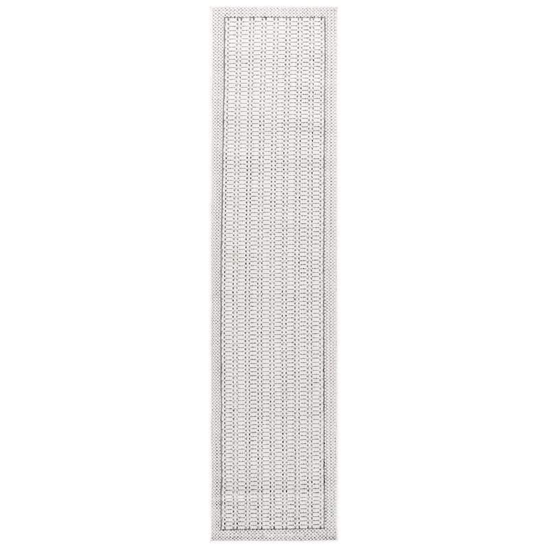 SAFAVIEH Veranda Hariette Washable Indoor/Outdoor Rug - Weather Resistant & Easy Cleaning - 2'2" x 9' Runner - Ivory/Dark Grey