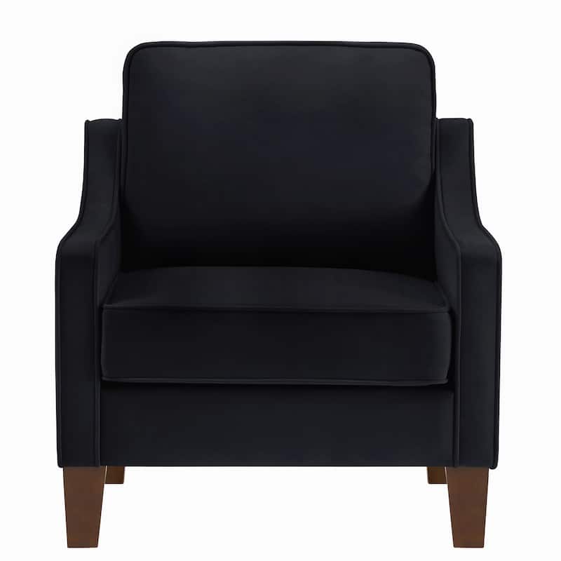 Black 29" Velvet Arm Chair with Wooden Legs