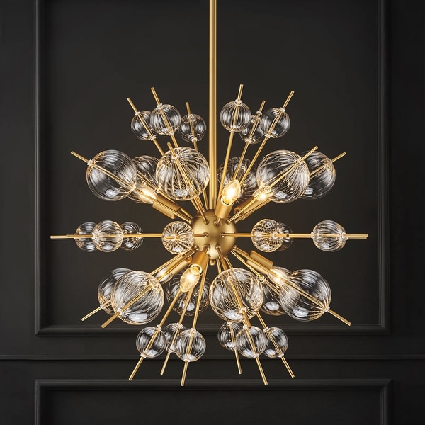 6-Light Modern Glam Creative Gold Linear Sputnik Textured Clear