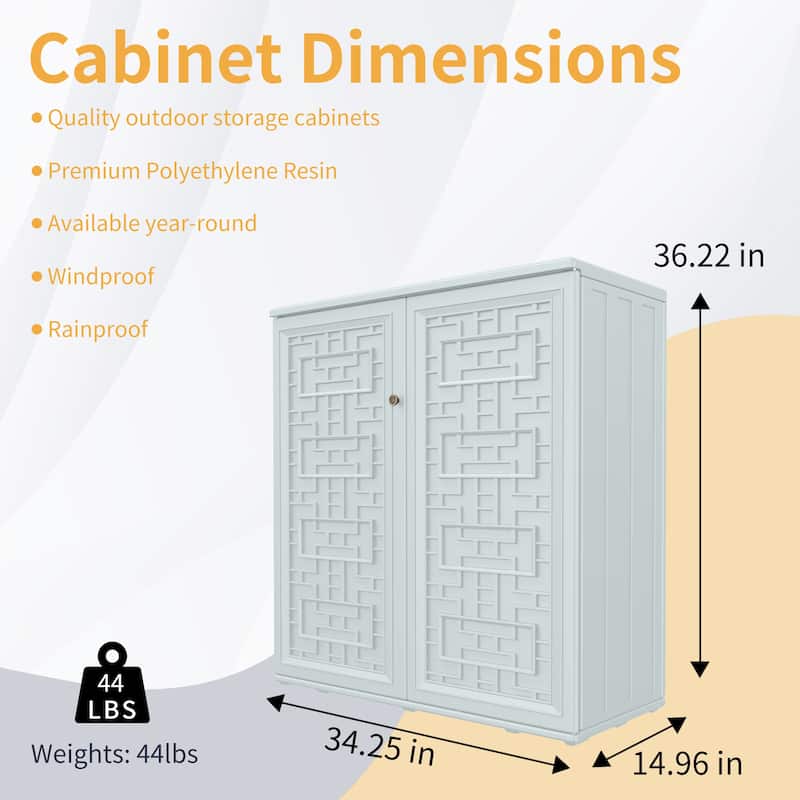 2.85 ft. W x 1.25 ft. D White Resin HDPE Plastic Shed Outdoor Storage Shed Tool Storage Shed