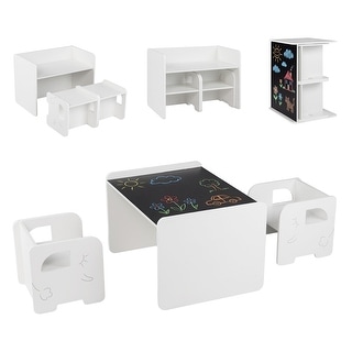 Costway 3 PCS Kids Table and Chair Set, Space-saving Toddler Table and