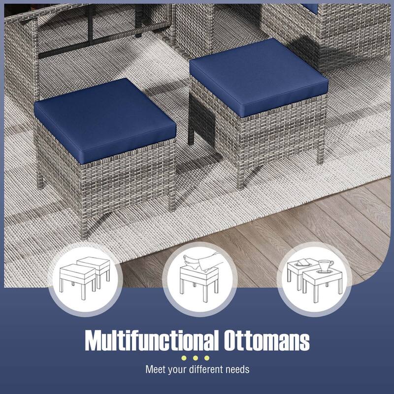 Costway 7 PCS Patio Dining Furniture Set PE Rattan Sectional Sofa Set - See Details