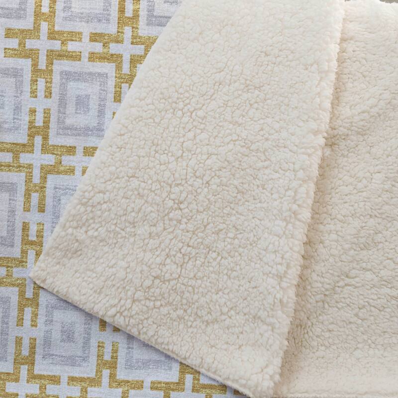 Premium Machine Washable ASB139 Modern Geo Sherpa Throw Blanket