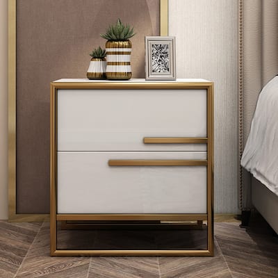 Modern 15.7'' Wide Nightstand 2 - Drawer Nightstand in White/Black