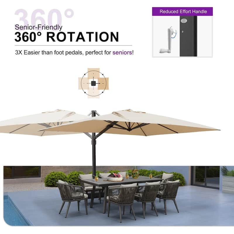 PURPLE LEAF Sturdy Heavy-duty Patio Cantilever Offset Umbrella 360-degree Rotation with Base