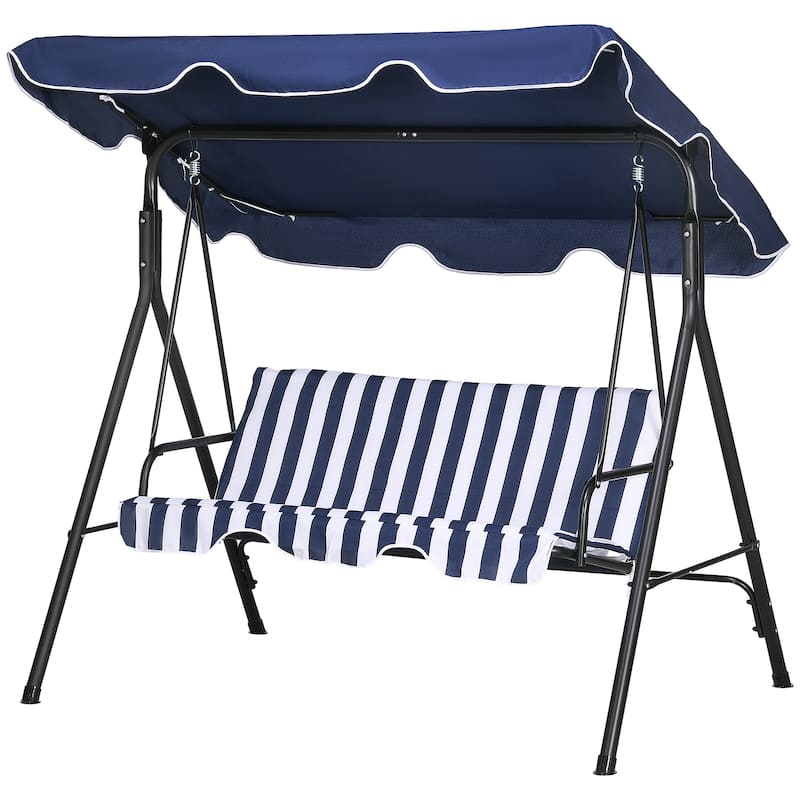 3-Seat Outdoor Patio Swing Chair with Removable Cushion and Adjustable Tilt Canopy for Patio, Garden, Poolside, Balcony