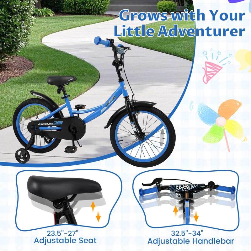Costway 14" Kids Bike with Removable Training Wheels Adjustable Seat & - See Details