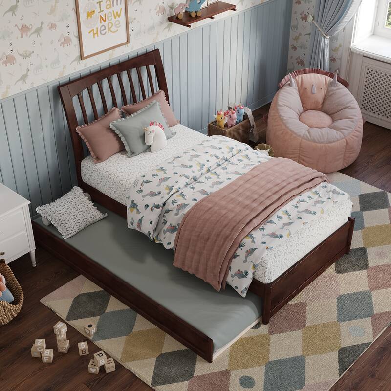 Roslyn Platform Bed with Panel Footboard and Twin Trundle