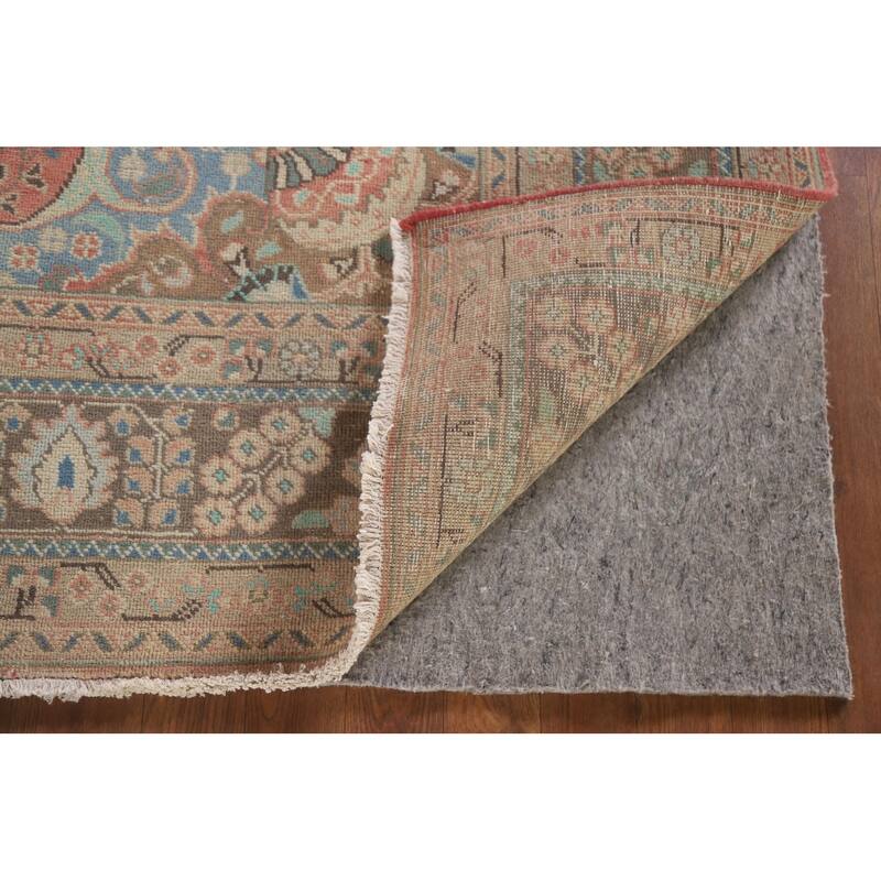 Hand Knotted Oriental 100% Wool Carpet Traditional Floral Pink Mashad Area Rug - 9' 5'' X 6' 2''