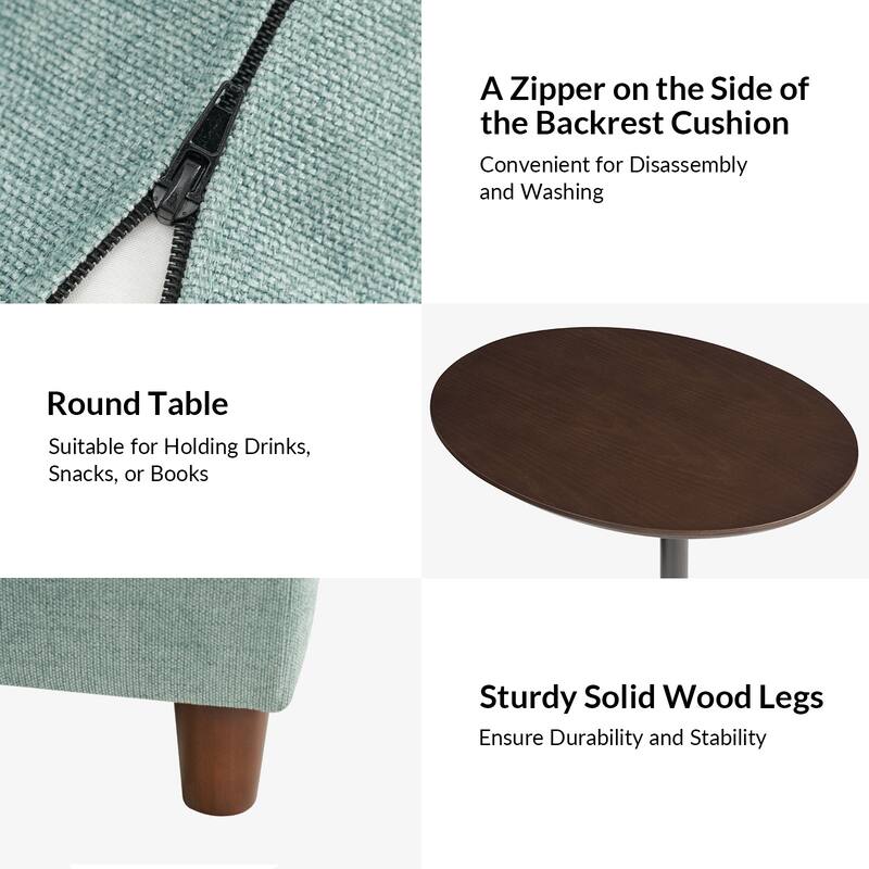 Mattia 125" Modern Under-seat Storage Sectional Sofa with Round Table and Solid Wood Legs by HULALA HOME