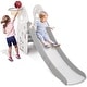 preview thumbnail 1 of 4, 3-in-1 Slide for Kids Freestanding Game Slide with Extra Long Slipping Slope and Basketball Hoop Grey and White - 77"L x 30"W x 40"H - Kids