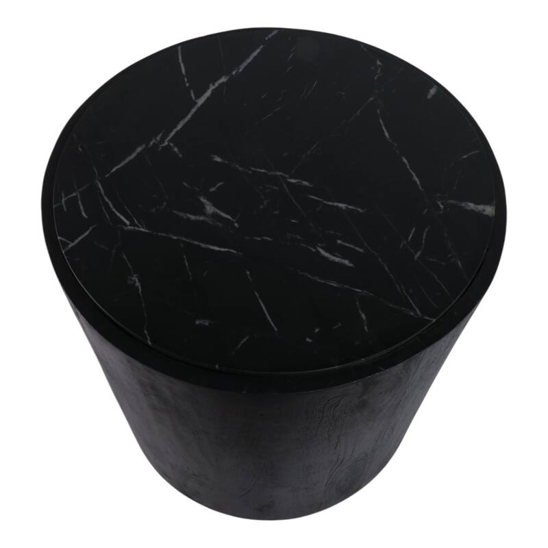 Modern Stone and Mango Wood Accent Table with Sleek Marble Top