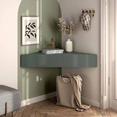 DH BASIC Transitional 47-inch 3-Shelf Corner Floating TV Stand by Denhour