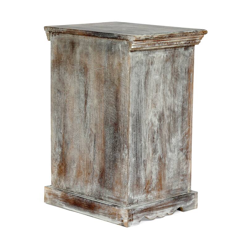 17" White Wooden Nightstand with 1 Drawer for Bedroom