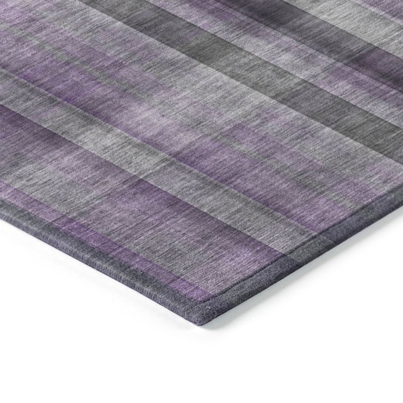 Machine Washable Indoor/ Outdoor Modern Plaid Chantille Rug
