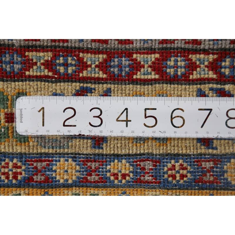 Geometric Kazak Oriental Runner Rug Hallway Handmade Wool Carpet - 2'8" x 9'4"
