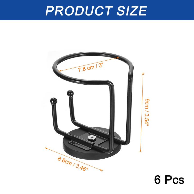 6pcs Magnetic Cup Holder Magnet Drink Holder, Vertical Surface Mounting - Black - Black