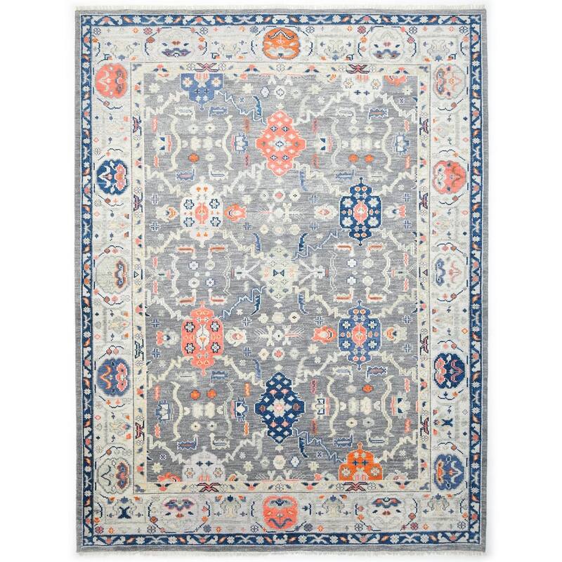 Contemporary Floral Light Gray Area Rug