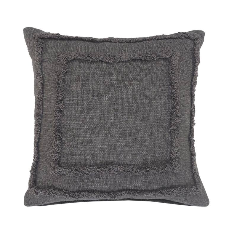 20" Gray Solid Tufted Square Throw Pillow