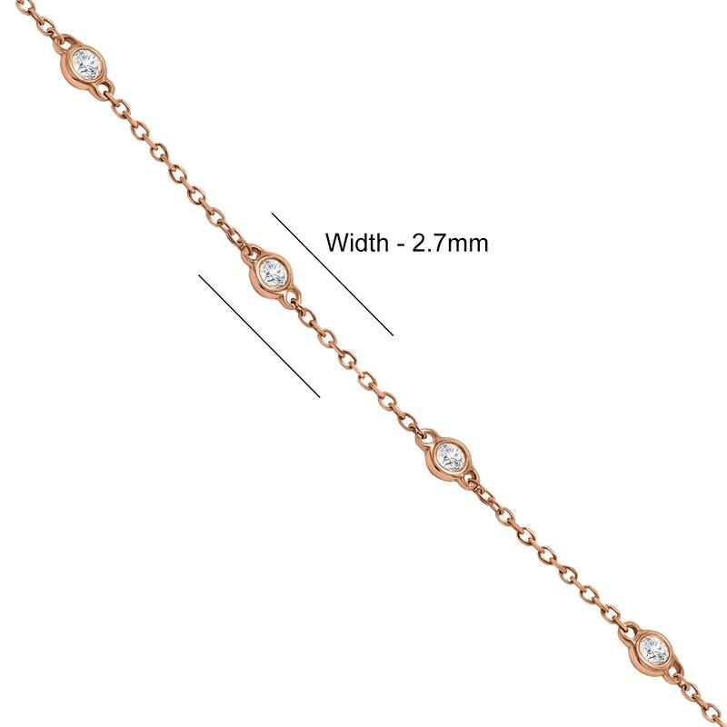 Marquee 1/4 Carat TW Bezel Set Genuine Diamond Station Bracelet in 14K Rose Gold