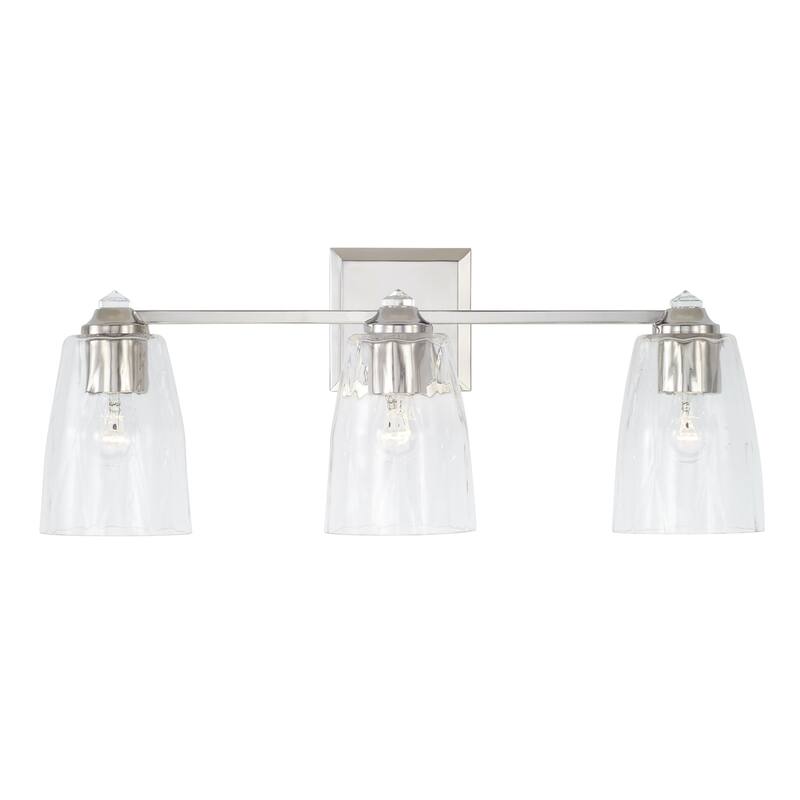 Laurent Polished Nickel Bath/ Vanity Fixture w/ Clear Glass & Crystal Finials