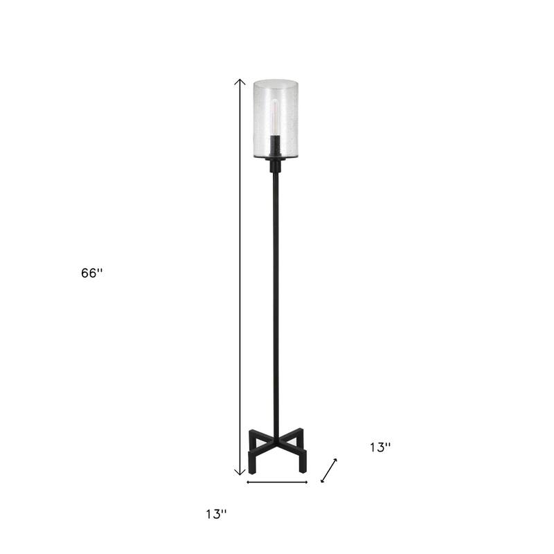 66" Modern Torchiere Floor Lamp with Glass Drum Shade and Metal Base Foot Switch Plug-In for Living Room - 66"H x 13"W x 13"D