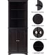 preview thumbnail 5 of 9, Spirich -Bathroom Storage,Tall Corner Cabinet with 2 Doors and 3 Tier Shelves,White