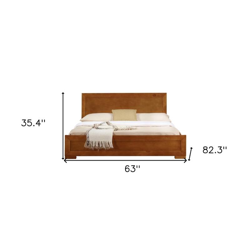 Wood Queen Bed Frame with Headboard and Solid Panel Design