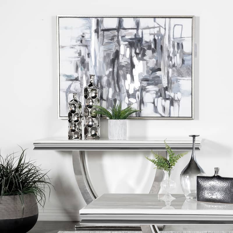 Kerwin U-base Sintered Stone Top Entryway Sofa Console Table Chrome