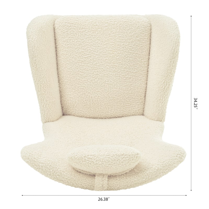Teddy Upholstered Rocking Chair with High Back, Adjustable Headrest, Side Pocket, Modern Glider Chair for Nursery & Living Room