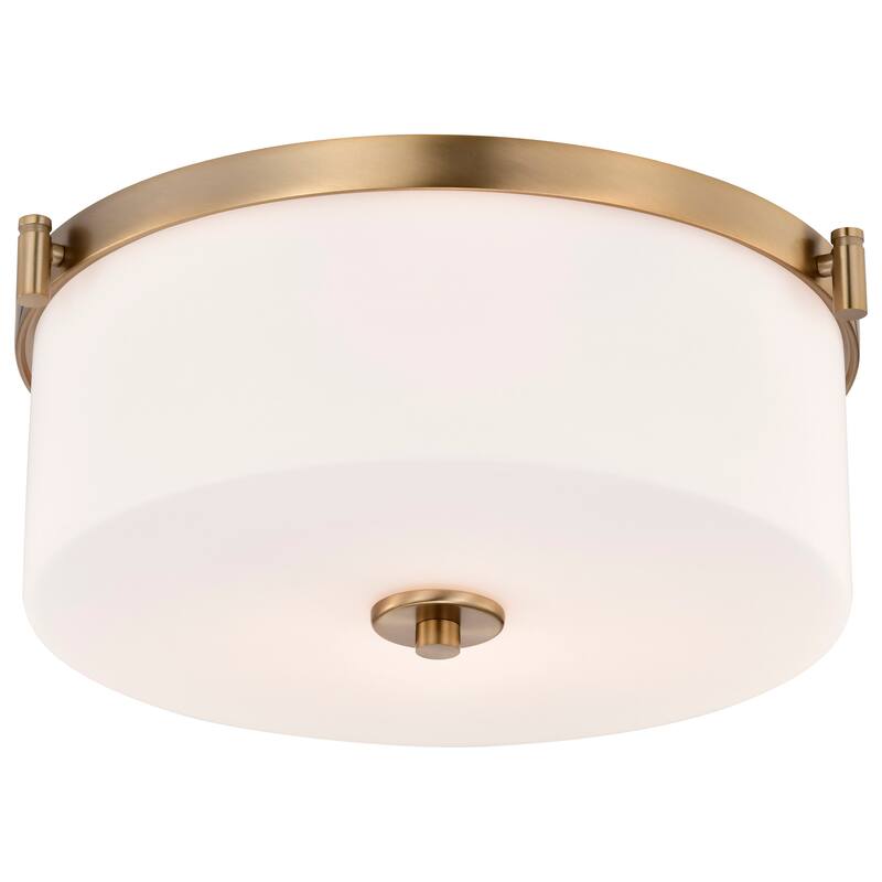 Liam 3 Light Flush Mount Burnished Brass White Opal Glass - Burnished Brass